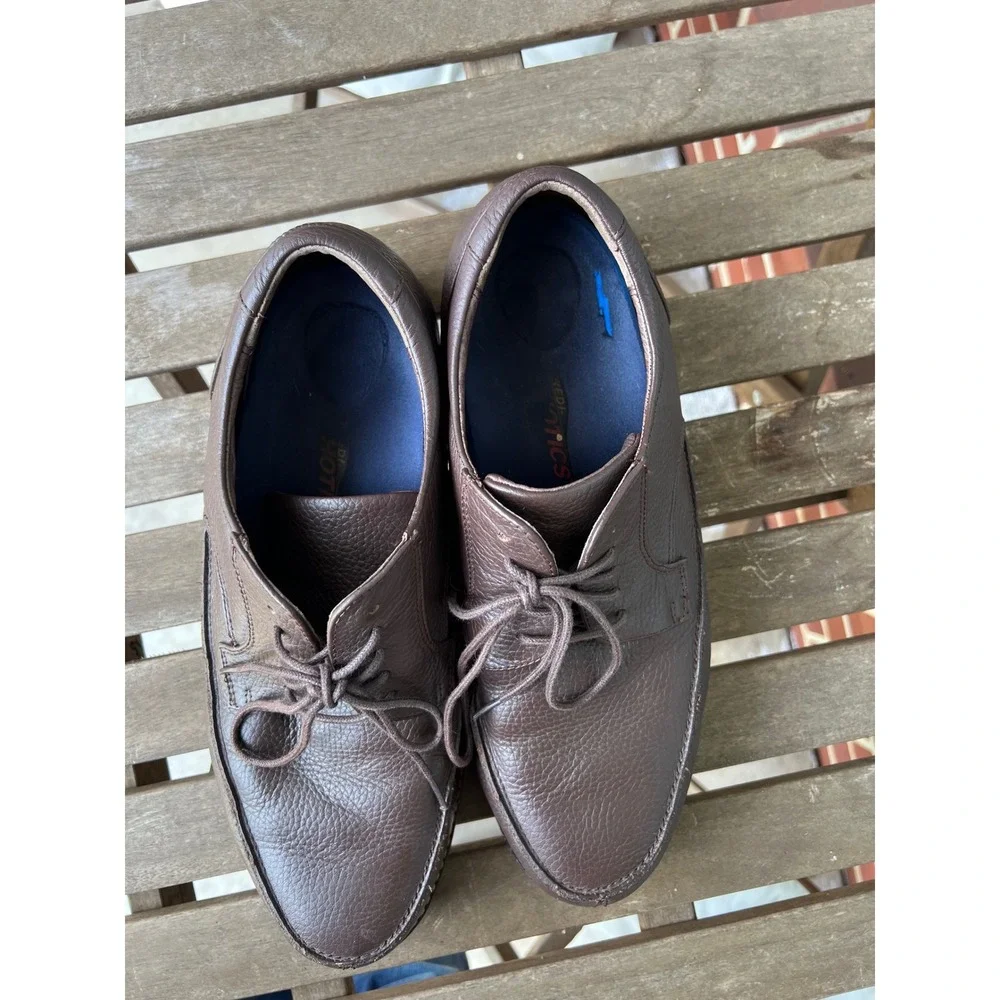 Apex Mens LT910M Lexington Brown Pebbled Leather X-Wide Orthotic Oxford Shoes 12
